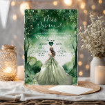 Convites Sage Green Vress Emerald Forest Girl Mis Quince<br><div class="desc">Sage Green Dress Emerald Forest Girl Mis Quince Convite Quinceanera 15 Anos,  16º aniversário</div>