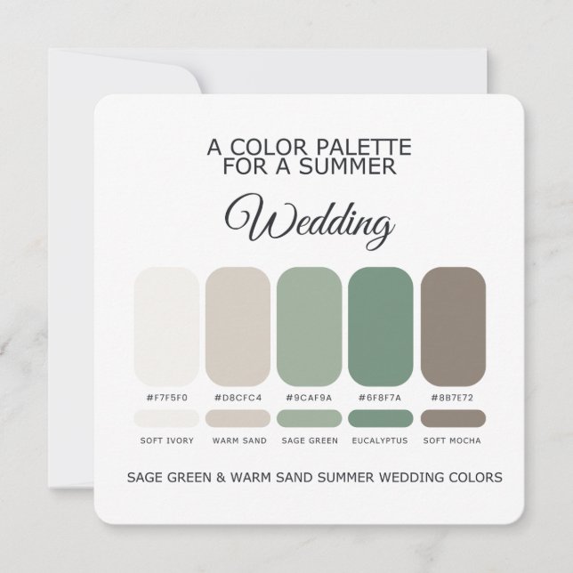 Convites Sage Green & Warm Sand Summer Wedding Palette Card (Frente)