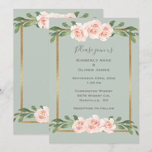 Convites Sage Green Watercolor Casamento Floral Romântico