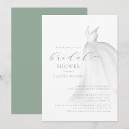 Convites Sage Green Watercolor Chá de panela de Vestido de