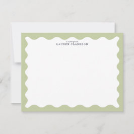 Convites Sage Green Wavy Frame Note Card
