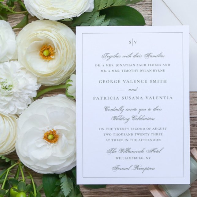 Convites Sage Green - Website de Casamento do Monograma Ele (Criador carregado)