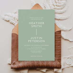 Convites Sage Green Wedding Casual Invitation