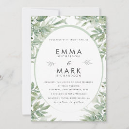 Convites Sage Green Wedding Invitation | Elegant Botanical 