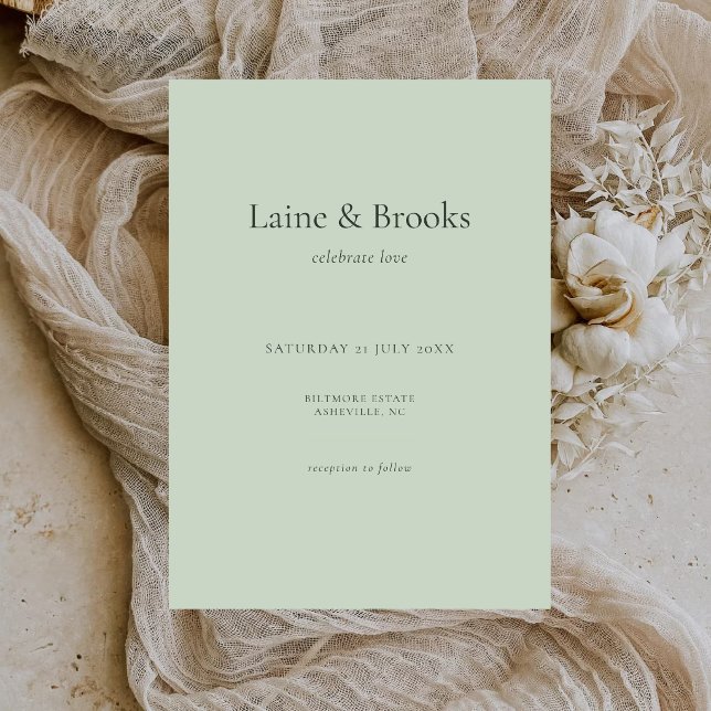 Convites Sage Green Wedding Invitation | Minimal Typography (Criador carregado)