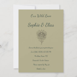 Convites Sage Green Wedding Invitation Protea Botanical