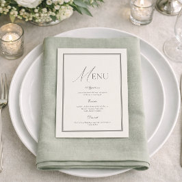 Convites Sage Green Wedding Menu | Elegant Ivory Floral 
