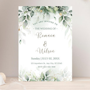 Convites Sage Green Wedding Modelo, Greenery