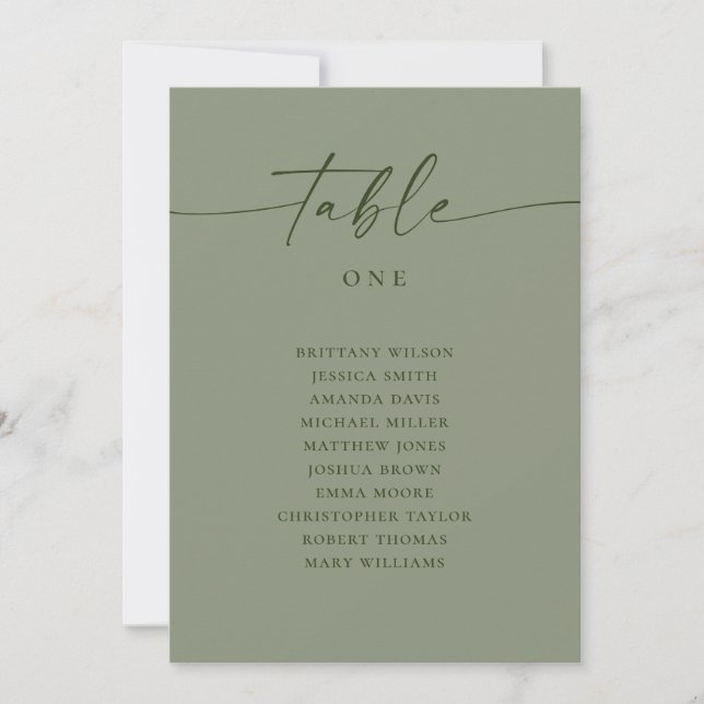Convites Sage Green Wedding Seating Chart | Minimalist (Frente)
