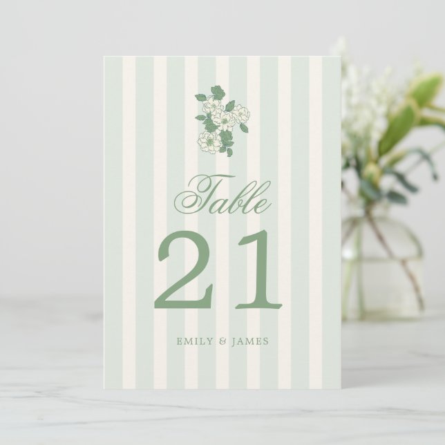 Convites Sage Green Wedding Table Numbers Cards (Em pé/Frente)