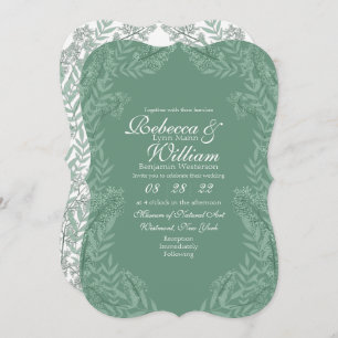 Convites Sage Green Wedding Vintage Botanical