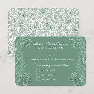 Convites Sage Green Wedding Vintage Botanical RSVP Resposta