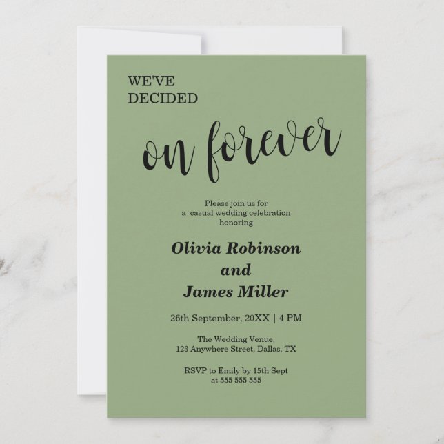 Convites Sage Green We've Decided On Forever Casual Wedding (Frente)
