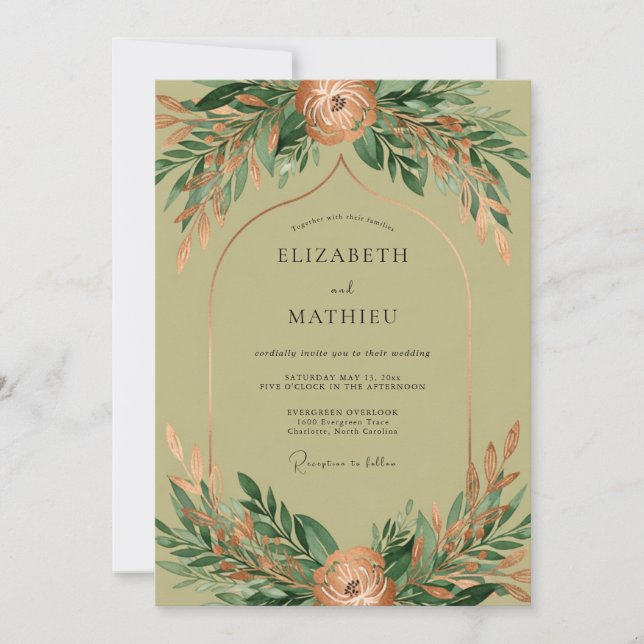 Convites Sage Green Whimsical Rustic Wedding (Frente)