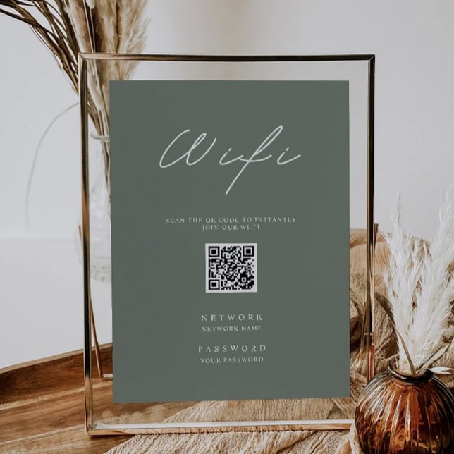 Convites Sage Green Wifi Code, QR Code Wifi Connect (Sage Green Wifi Code, QR Code Wifi Connect Invitation)