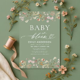 Convites Sage Green Wildflower Baby in Bloom Chá de fraldas