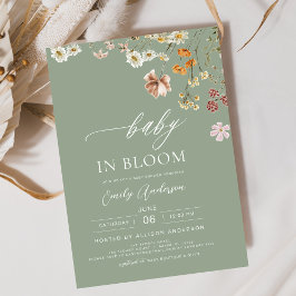 Convites Sage Green Wildflower Baby in Bloom Chá de fraldas