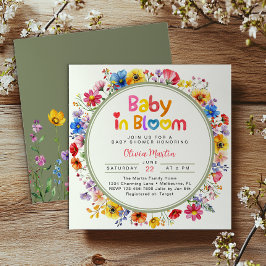Convites Sage Green Wildflower Baby in Bloom Chá de fraldas