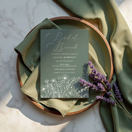 Convites Sage Green Wildflower Boho Bridal BrunChá