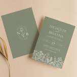 Convites Sage Green Wildflower Boho Casamento Moderno Monog<br><div class="desc">Sage Green Wildflower Boho Nascendo Convocação para Monograma Moderno. Personalize facilmente substituindo cada informação. Verifique a visualização antes de adicionar ao carrinho.</div>