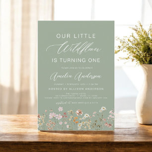 Convites Sage Green Wildflower Boho Primeiro primeiro anive