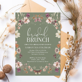 Convites Sage Green Wildflower Bridal BrunChá de panela