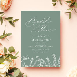 Convites Sage Green Wildflower Chá de panela