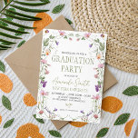 Convites Sage Green Wildflower Graduation Invite<br><div class="desc">Announce her success with this "Wildflower Meadow" graduation invitation. Featuring a delicate frame of watercolor field flowers, including pansies and cosmos in soft purple and pink tones. The trendy sage green typography and airy layout make it perfect for the Class of 2026. Ideal for botanical-themed garden parties and feminine high...</div>