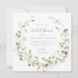 Convites Sage Green Wildflower Rustic Chá de panela