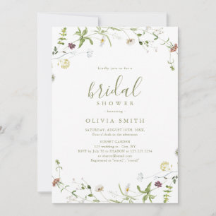 Convites Sage Green Wildflower Rustic Chá de panela