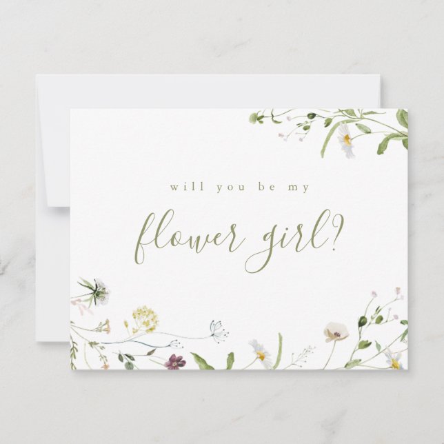 Convites Sage Green Wildflower, você será minha florista? (Frente)