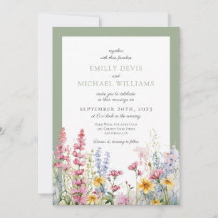 Convites Sage Green Wildflower Wedding
