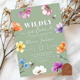 Convites Sage Green Wildflower Wildly in Love Bridal Shower