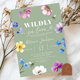 Convites Sage Green Wildflower Wildly in Love Bridal Shower