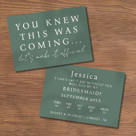 Convites Sage Green Will You Be My Bridesmaid Proposal Card