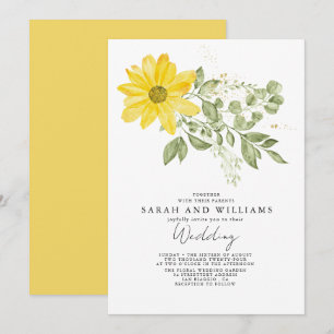 Convites Sage Green Yellow Sunflower Boho Casamento