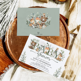 Convites Sage Greenerescer Woodland Animal Chá de fraldas N