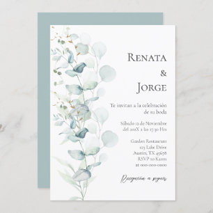 Convites Sage Greenery Casamento Espanhol