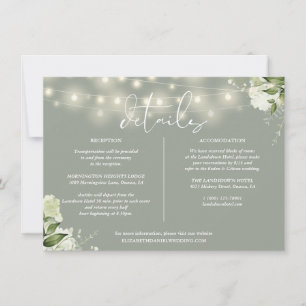 Convites Sage Greenery Lights Informações de Casamento