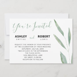 Convites Sage Greenery Wedding Convite, Botânico
