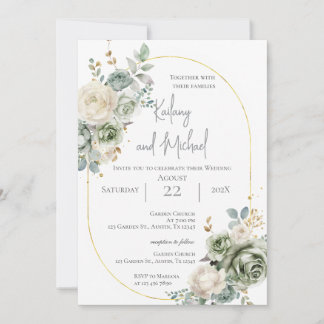 Convites Sage Greenery Wedding Invitation