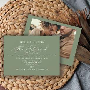 Convites Sage Hand Lettered Photo Wedding Engagement   