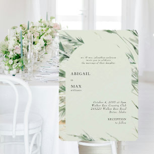 Convites Sage Leve Folhagem Moderna Casamento Arredondado