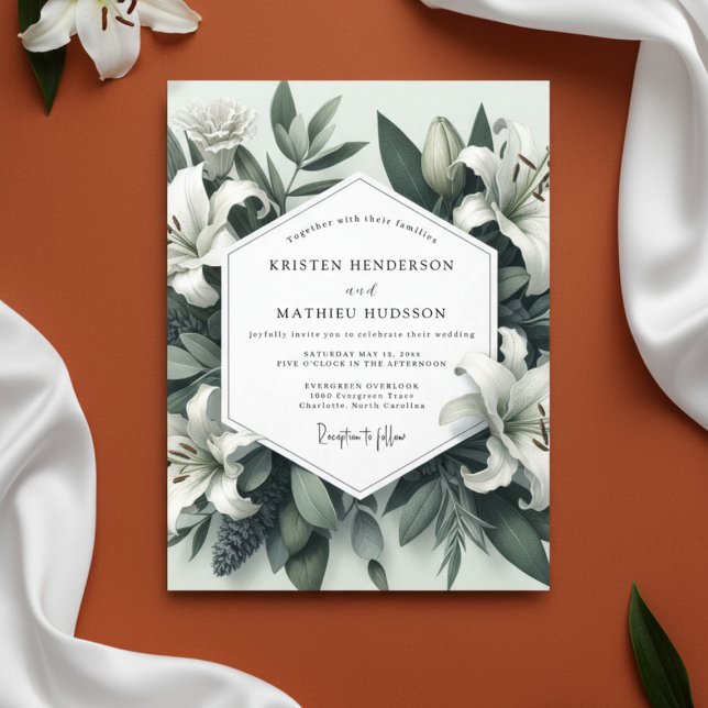 Convites Sage Lily Botanical Romance Wedding (Criador carregado)