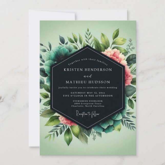 Convites Sage Lush Botanical Wedding (Frente)