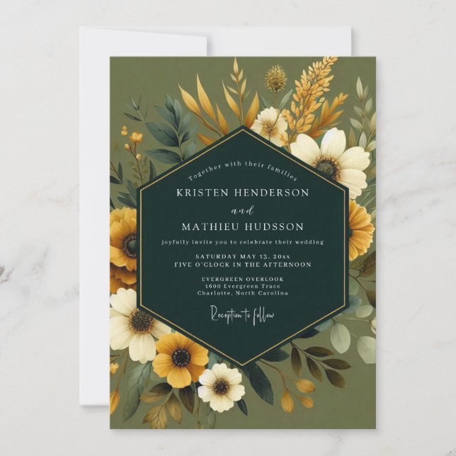 Convites Sage Marigold Harvest Wedding (Frente)