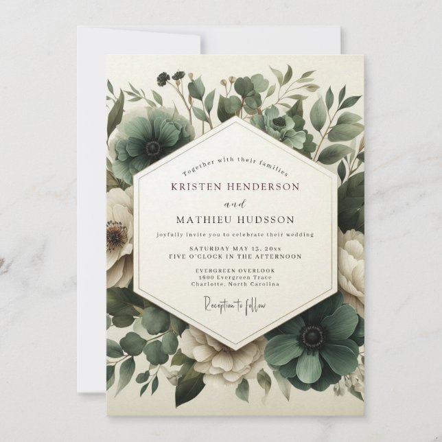 Convites Sage Moody Anemone Wedding (Frente)