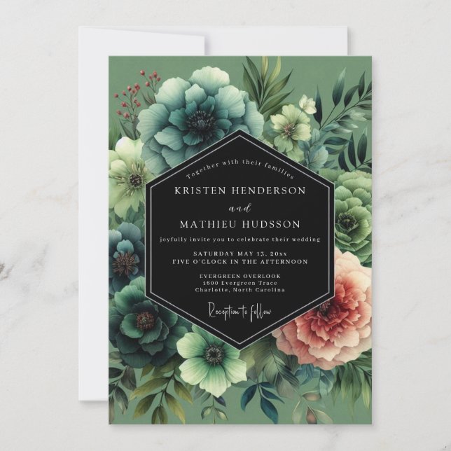 Convites Sage Moody Botanical Wedding (Frente)