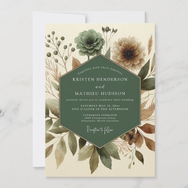 Convites Sage Naturalist Meadow Wedding (Frente)