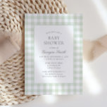 Convites Sage Neutral Chá de fraldas Verde Gingham<br><div class="desc">Convide amigos e família para compartilhar a alegria da sua chegada com este elegante convite de chá de fraldas gingham verde de sábio.</div>